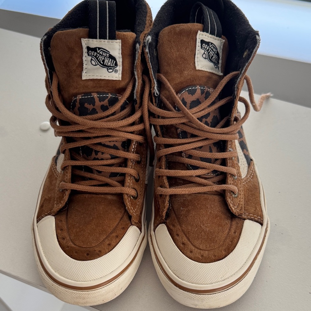 Vans Brown and Cream High-Top Sneakers